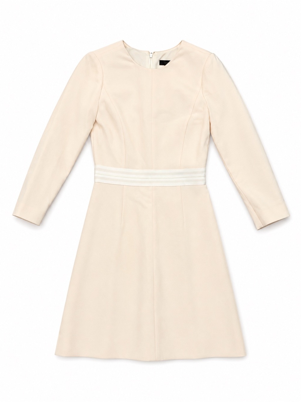 EUC J.Crew Cream Long Sleeve A-Line Dress Size 0P Petite Classic Elegant